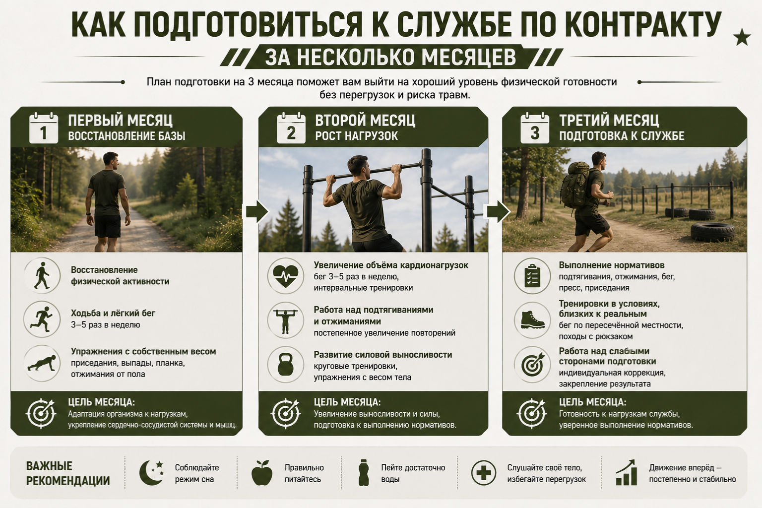 Подготовка к службе по контракту за 3 месяца: план тренировок и физическая подготовка
