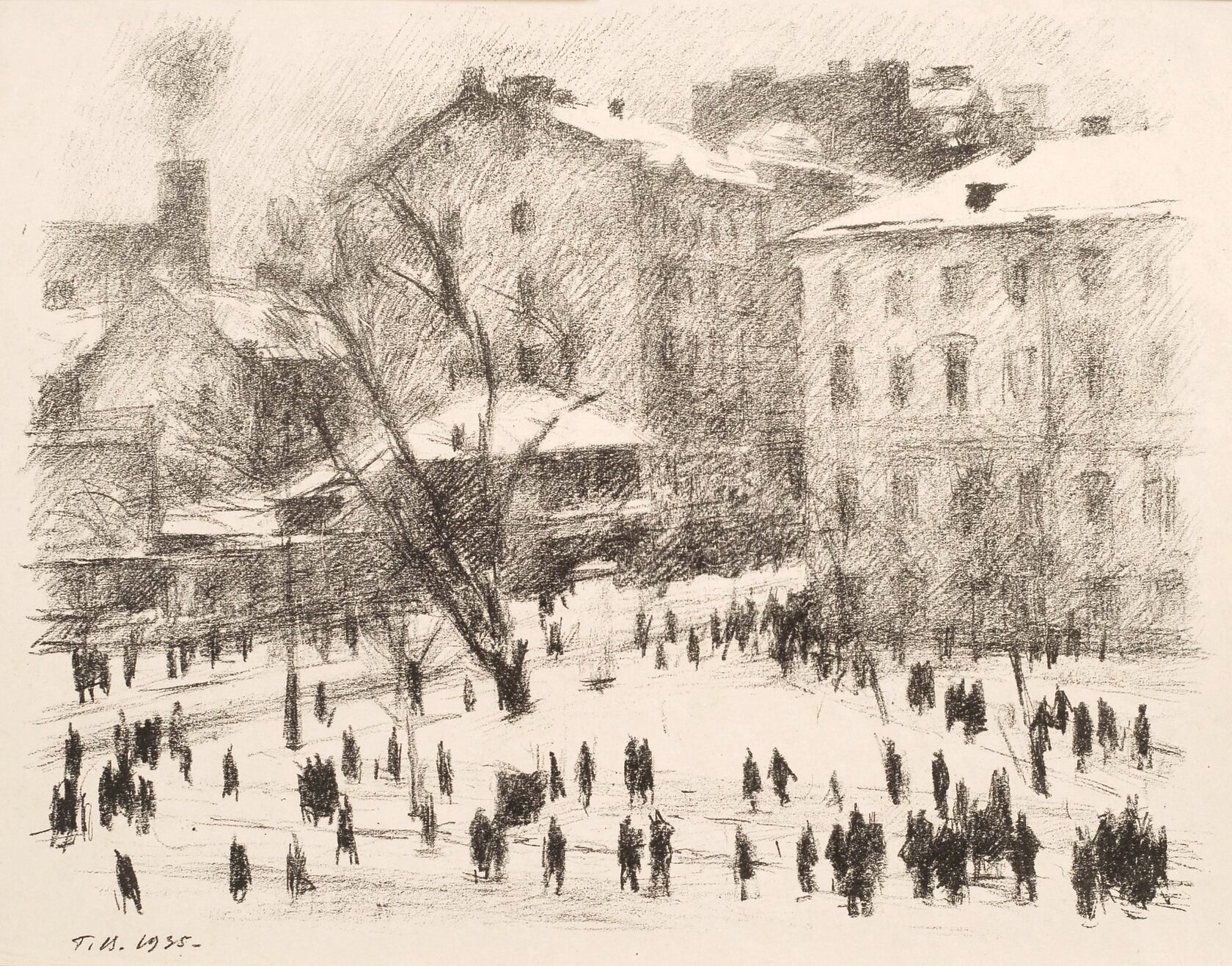Вид из окна на Большой проспект Васильевского острова. 1935