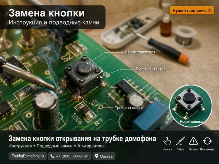 Замена кнопки открывания на трубке домофона: инструкция и подводные камни