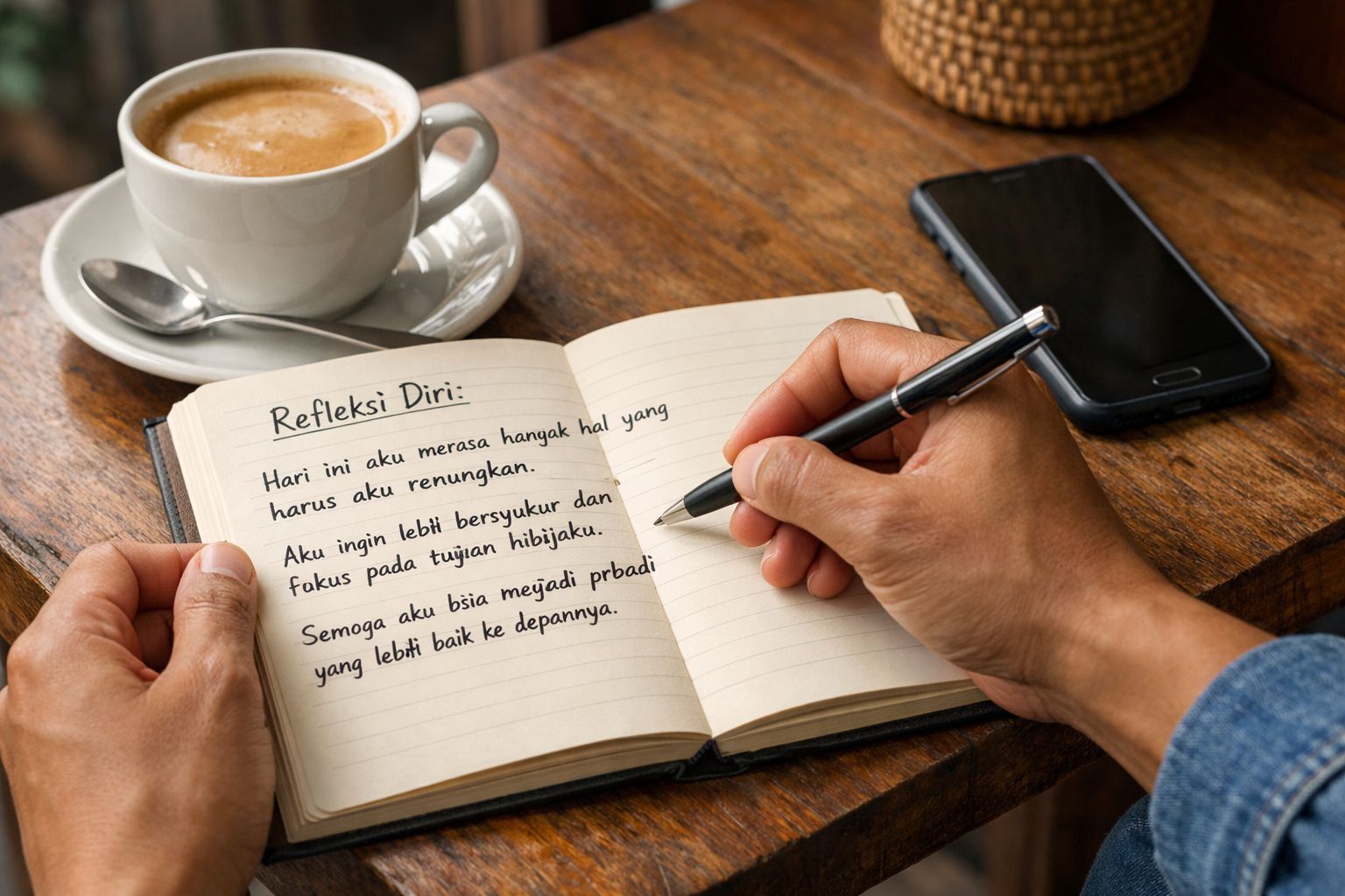 Menulis jurnal refleksi diri untuk mengenali pola ragu, pikiran otomatis, dan langkah membangun percaya diri