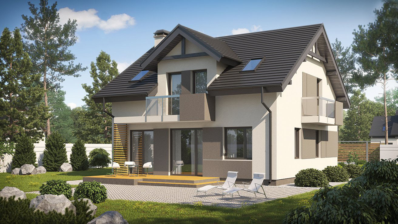 Дом из газобетона с окнами в пол