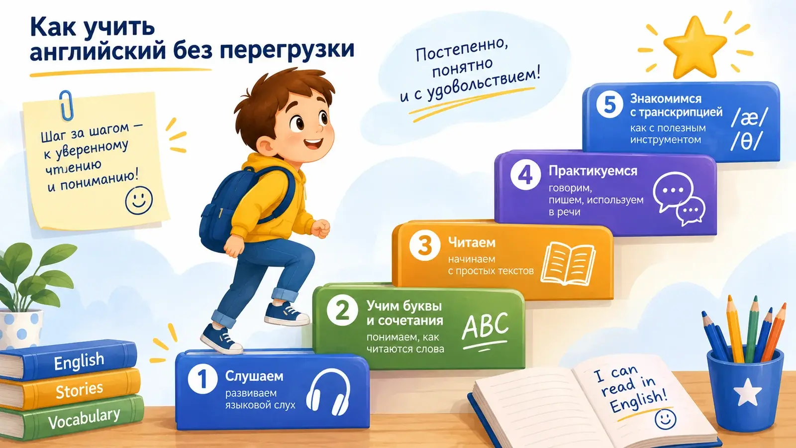 Пять шагов к чтению на английском без перегрузки