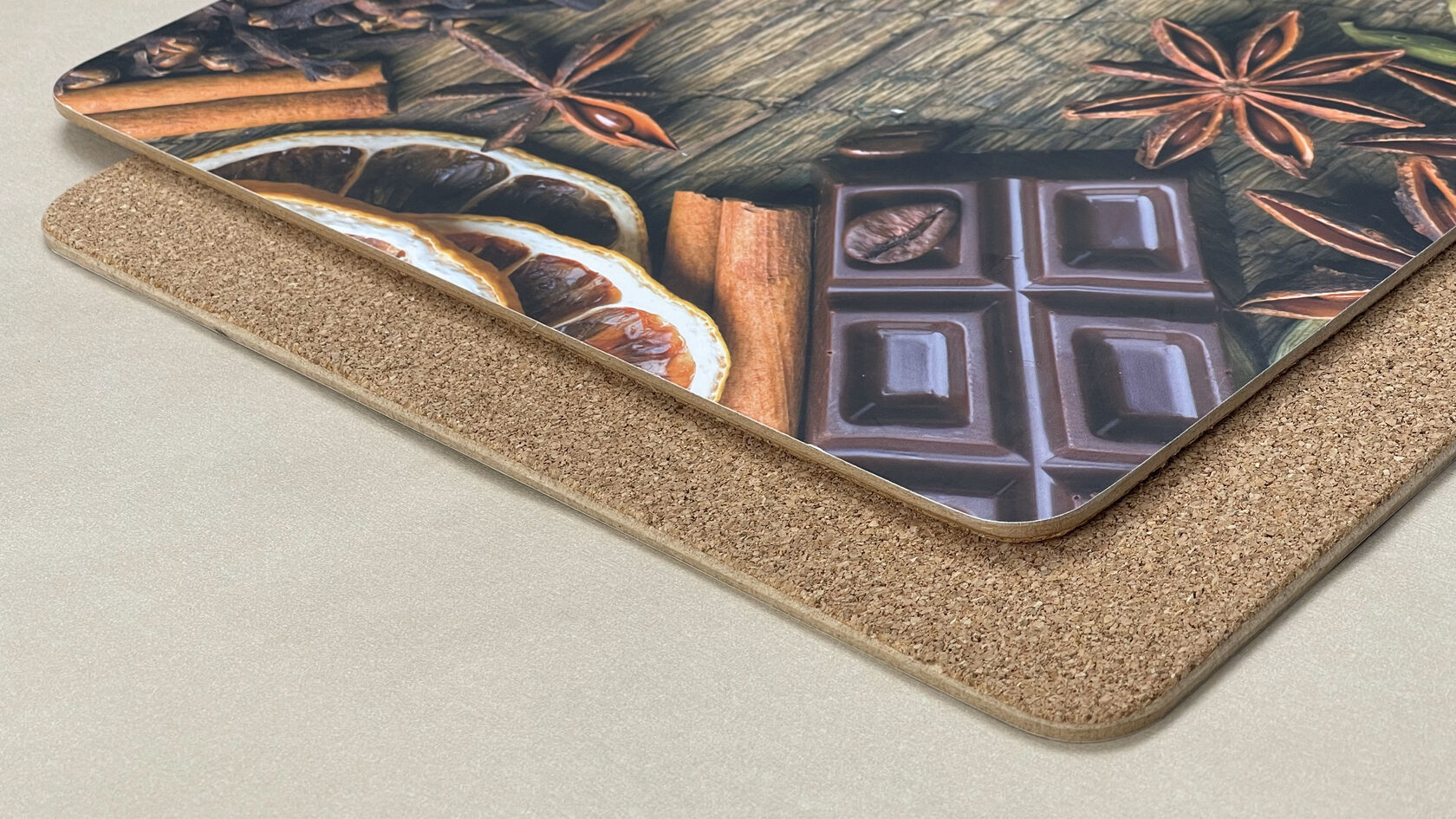 Салфетки сервировочные прямоугольные из пробки "Горький шоколад"