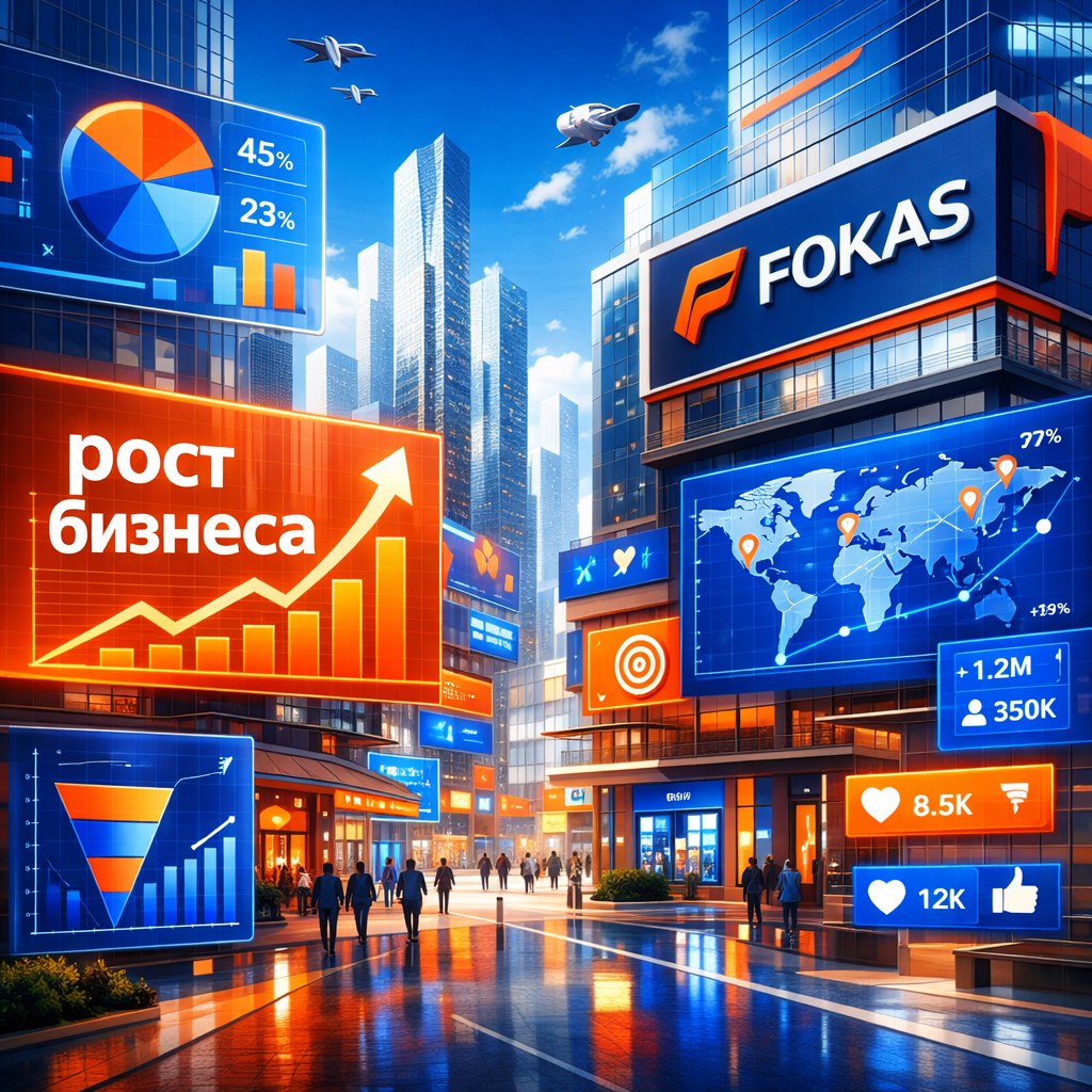 цифровой город маркетинга с текстом рост бизнеса и логотипами карт