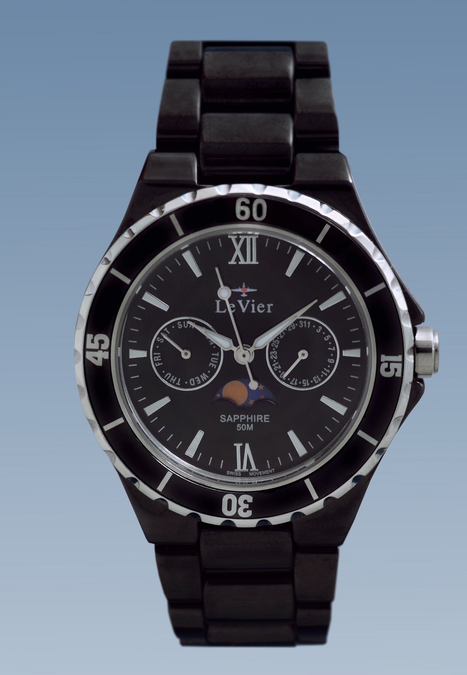 Купить Мужские керамические часы LeVier L 7516 M Bl