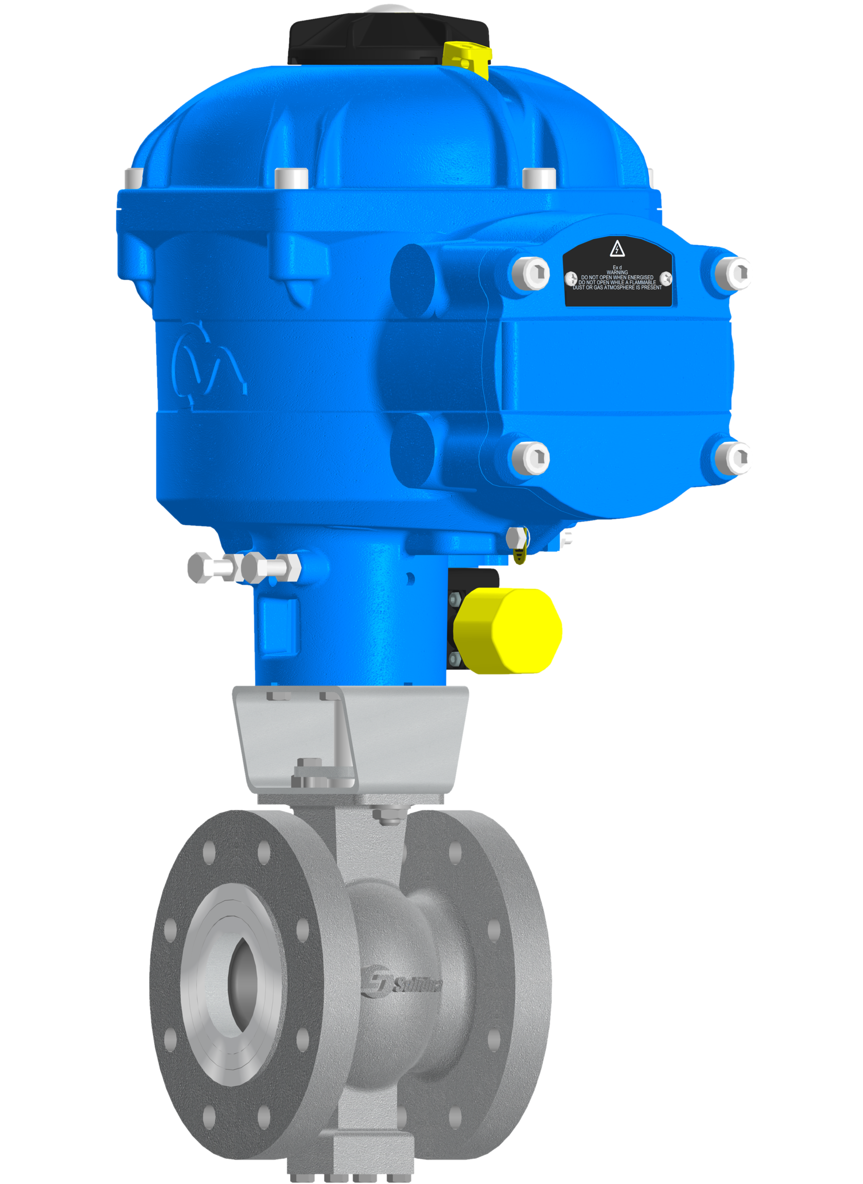 Сегментный регулирующий клапан с V-образным вырезом Solidna Солидна c высокоточным электроприводом Rotork CVQ. Такая конструкция имеет преимущества шаровых кранов и широко применяется на высоковязких средах и в целлюлозно-бумажной промышленности.