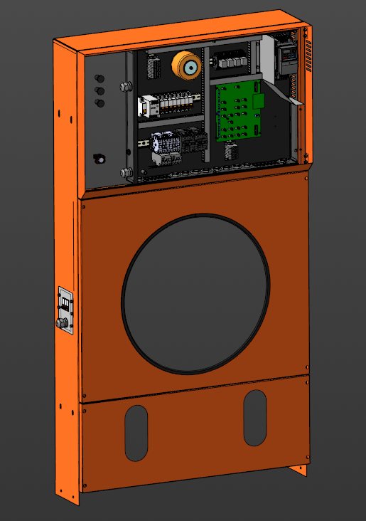 Public-safe cabinet CAD open-front view