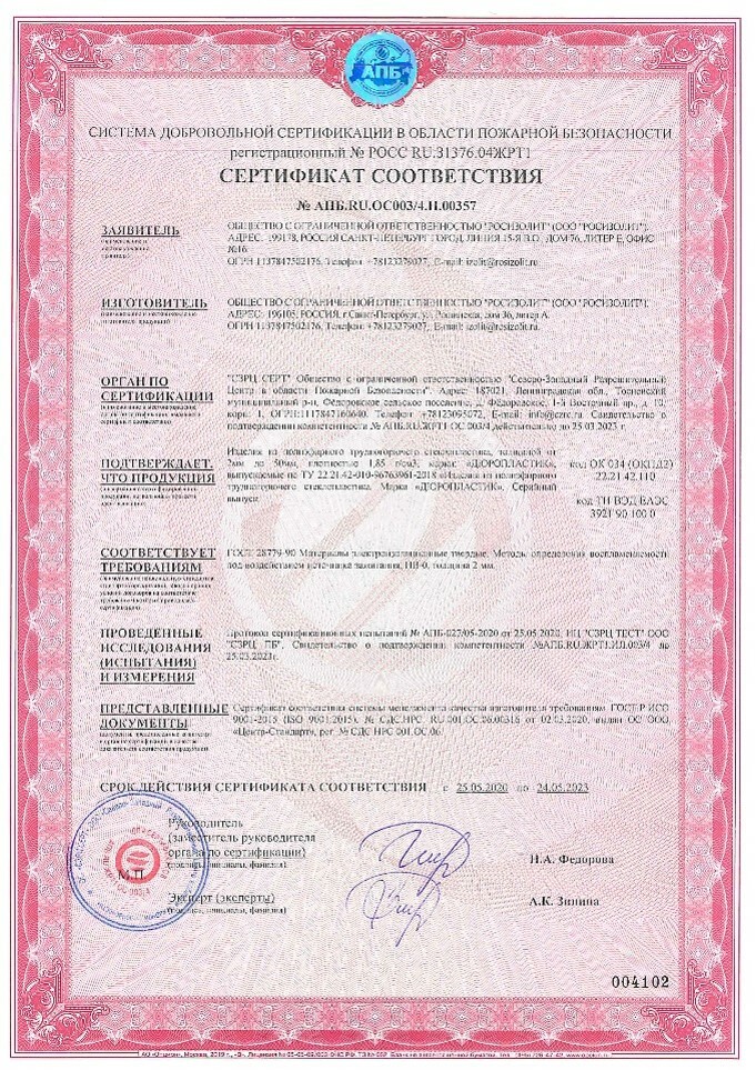 Сертификаты на Дюропластик