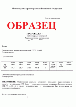 Протокол радиационного контроля металлолома образец