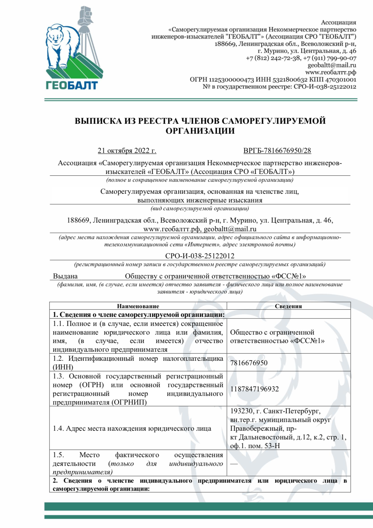 Аккредитованная строительная лаборатория ФСС №1