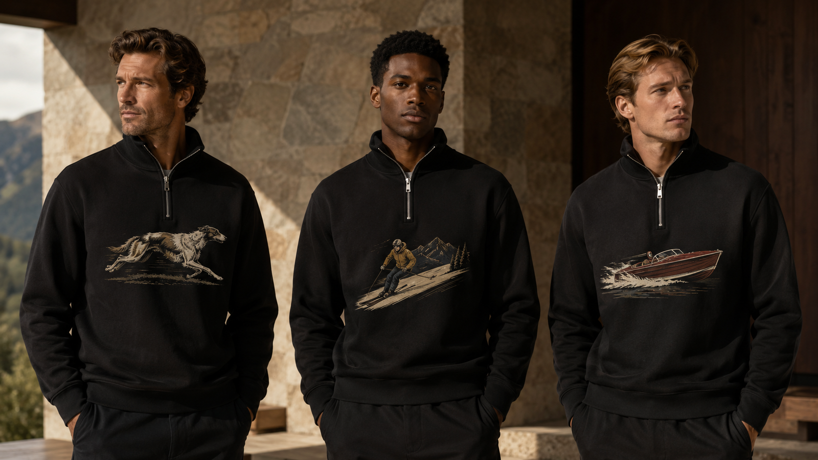 Лукбук свитшотов quarter-zip с авторскими принтами
