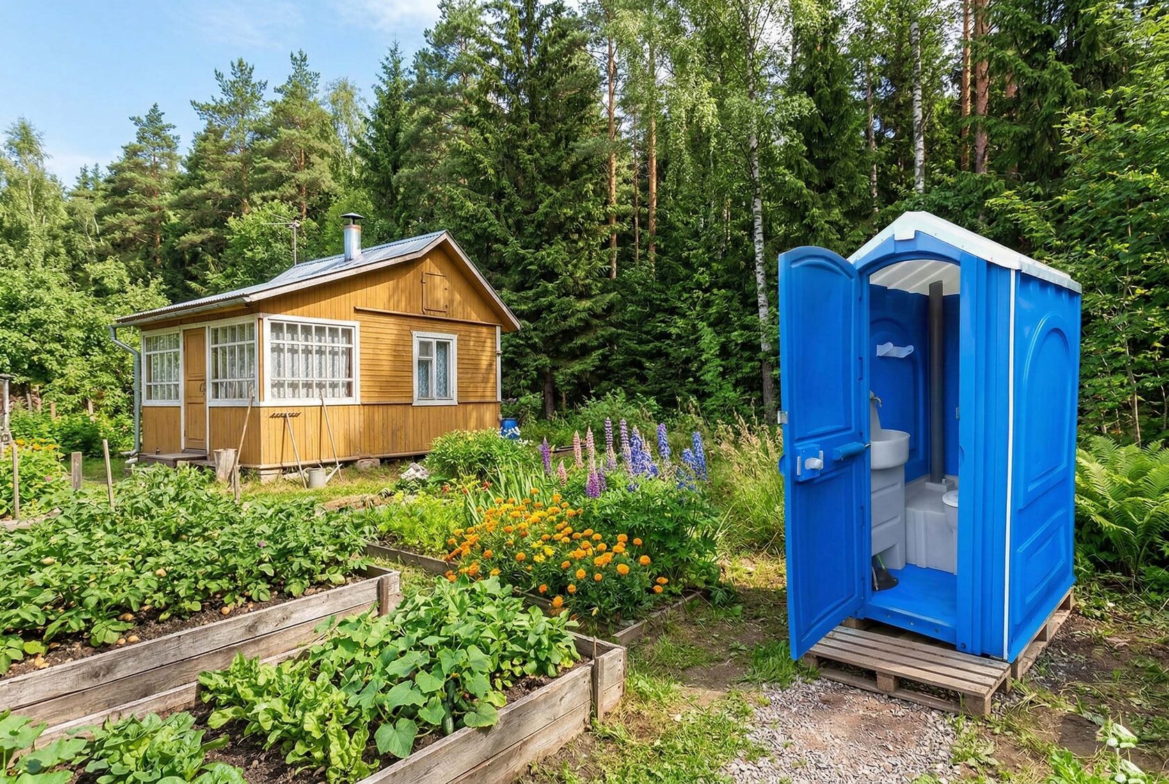 Туалетная кабина ЭКОМАРКА на дачном участке