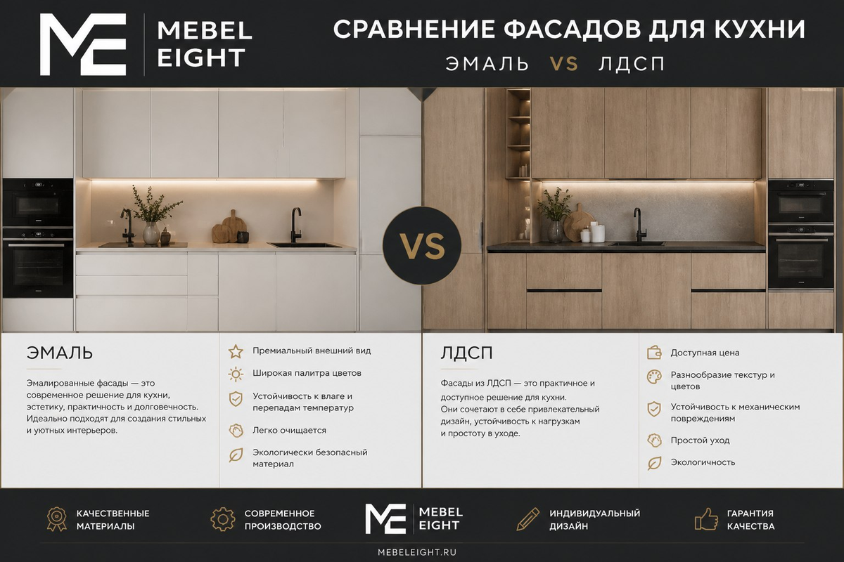 Сравнение фасада в Эмали и ЛДСП