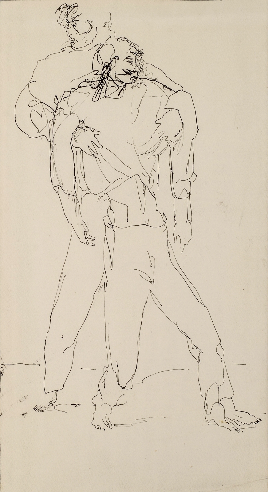 Двое. Рисунок к композиции «Расстрел бакинских комиссаров». 1937–1939