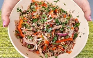 Приготовление салата «Тбилиси» с красной фасолью и говядиной: шаг 12