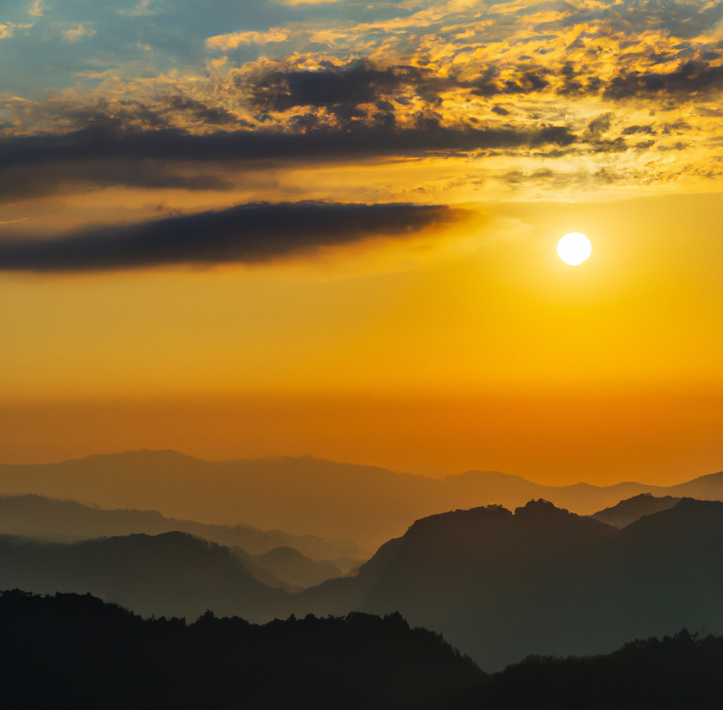 Image: A serene mountain landscape with a sunrise, representing new beginnings and purpose