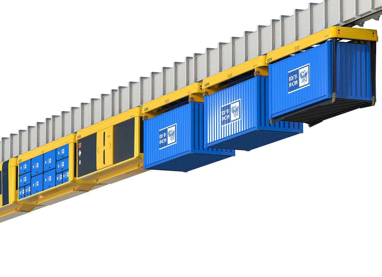 Визуализация концепции монорельсовой грузовой дороги Стрела