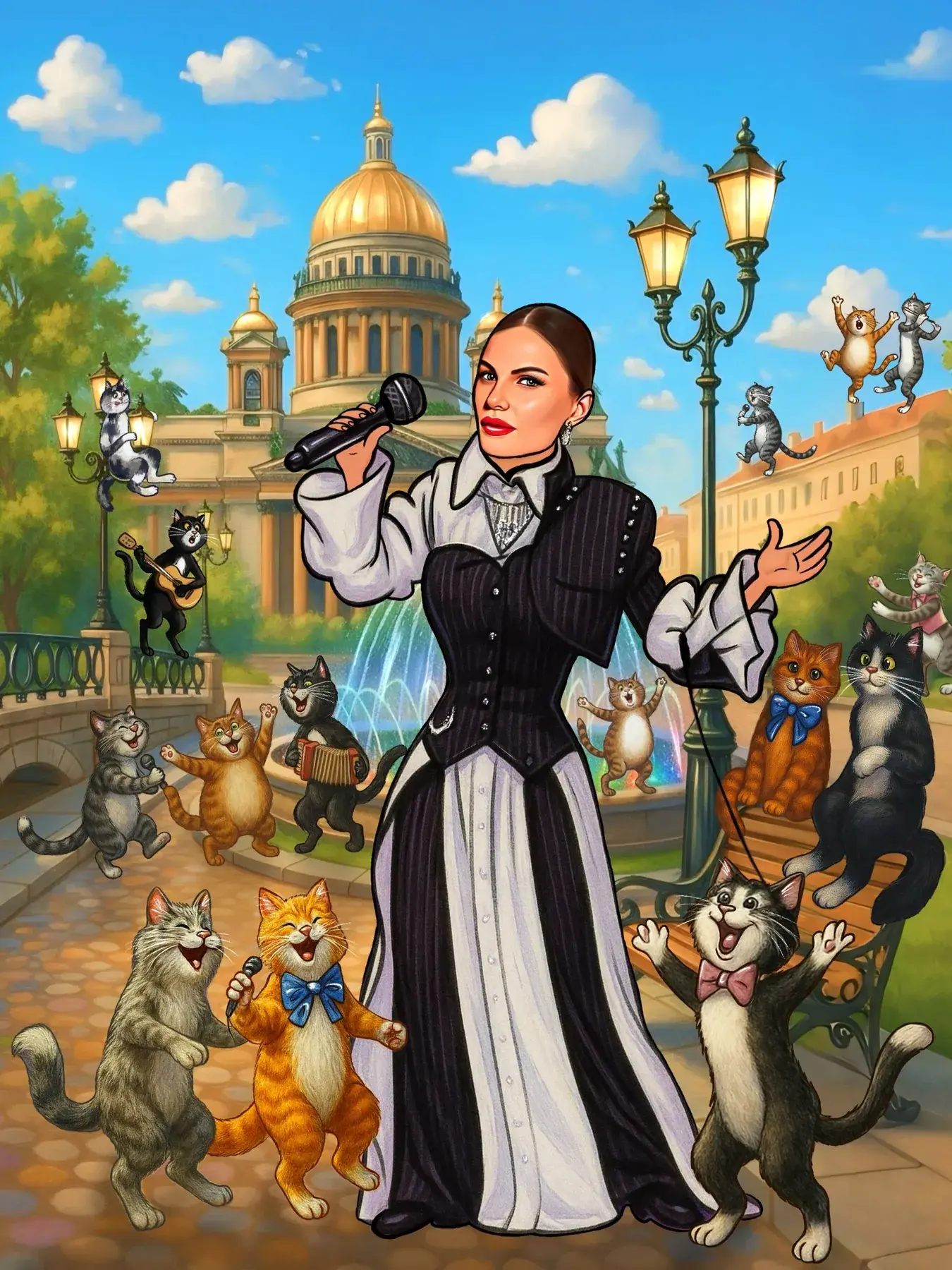 Певица с котами в Петербурге
