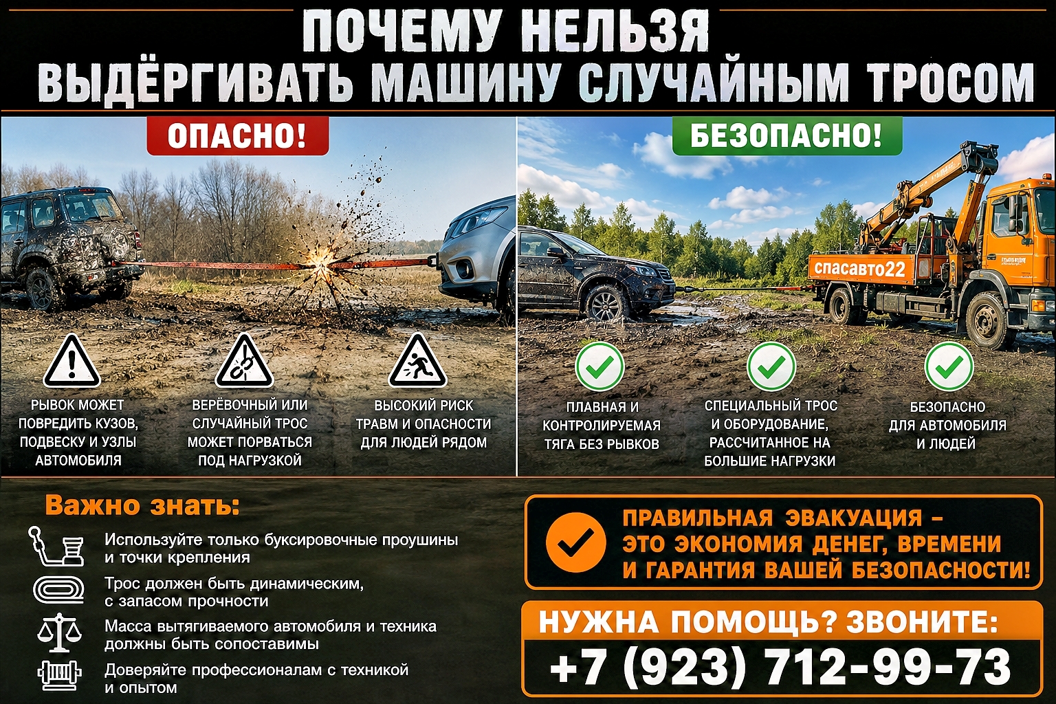 Почему нельзя выдёргивать машину случайным тросом