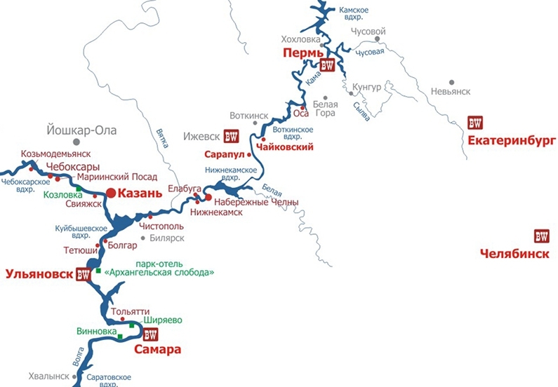 Карта речных круизов по россии
