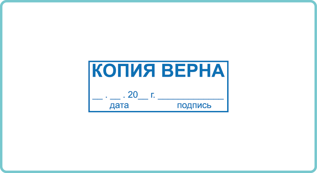 Копия верна от руки образец