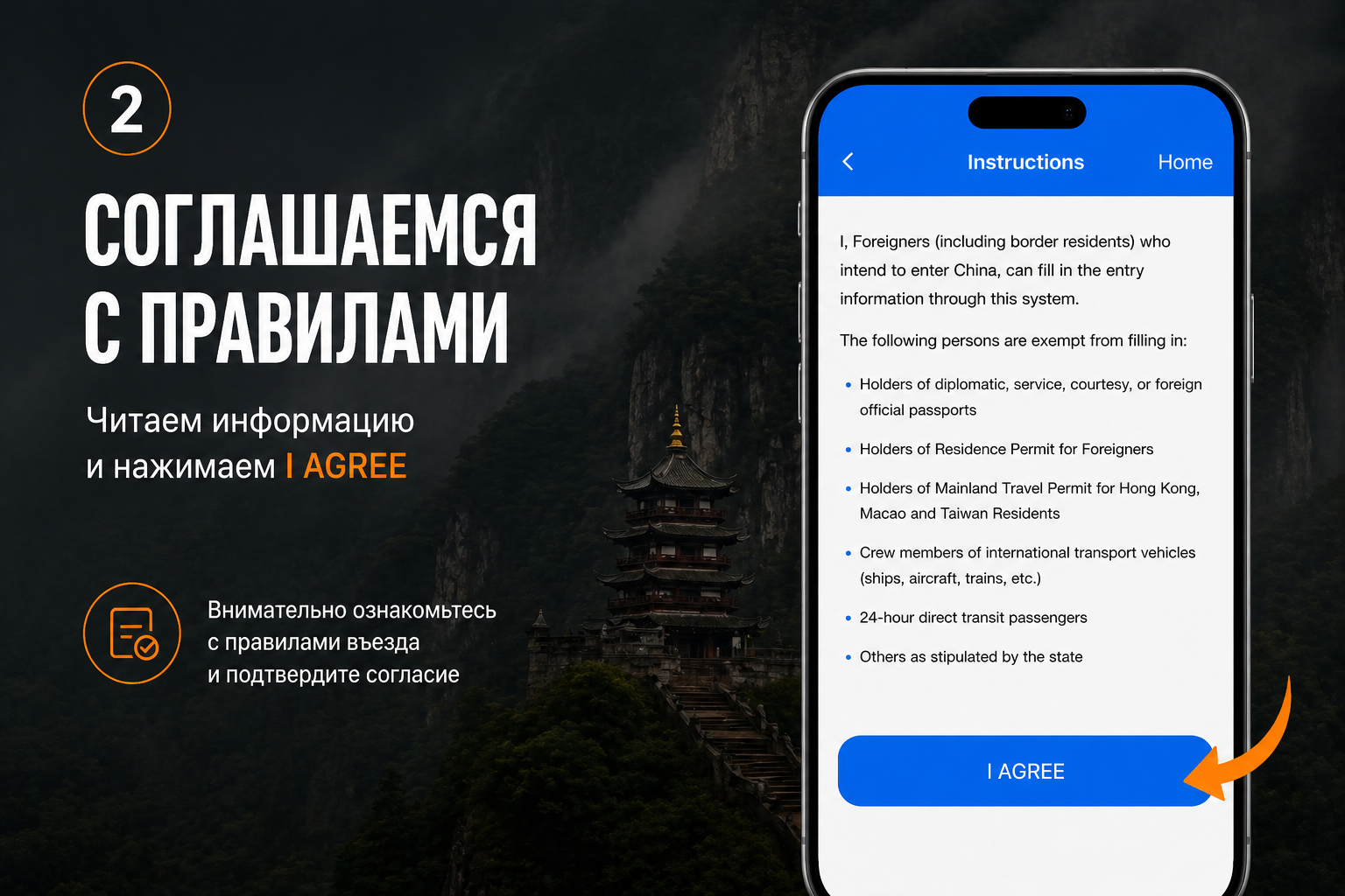 заполнение паспортных данных в Arrival Card Китай