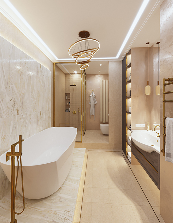 Ванная комната с отдельно стоящей ванной дизайн