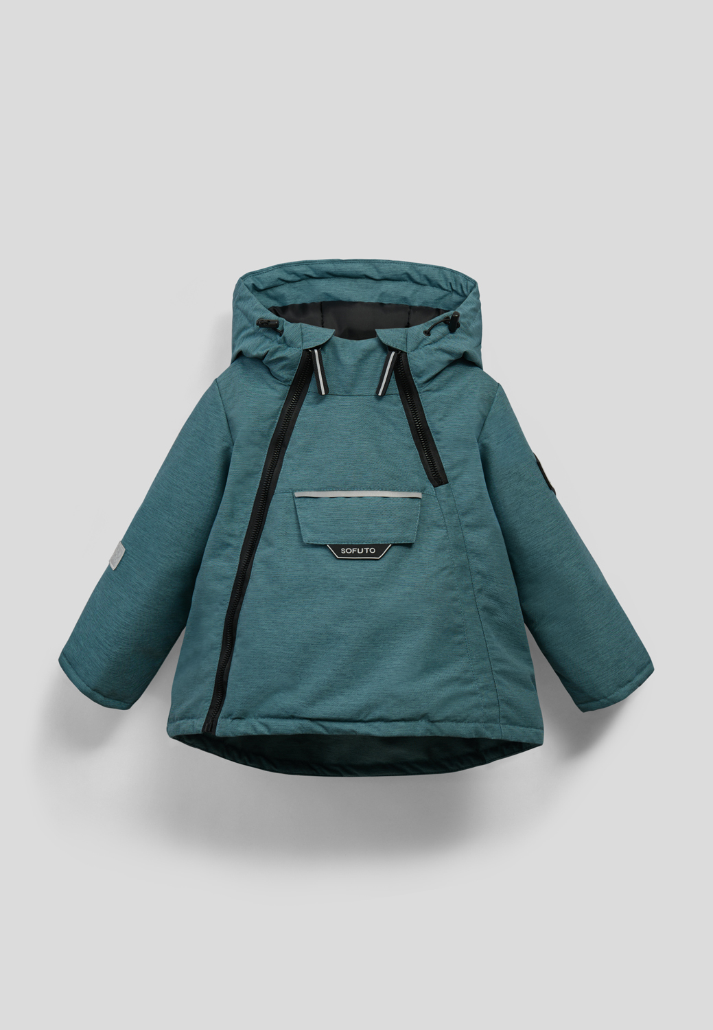 детская куртка бирюзового цвета вид спереди
