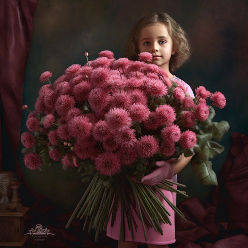 Девочка держит букет цветов
