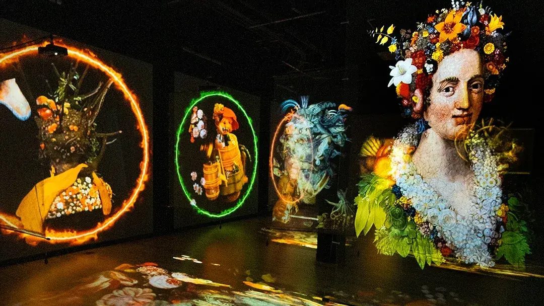 Мультимедийная проекция картин Арчимбольдо на выставке в Санкт-Петербурге