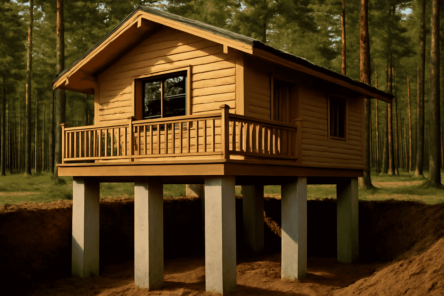 дом на железобетонных сваях