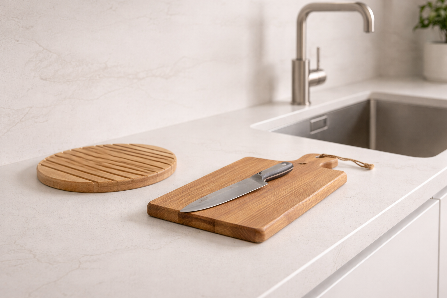 Уход за столешницей из искусственного камня: чистая поверхность, зона мойки