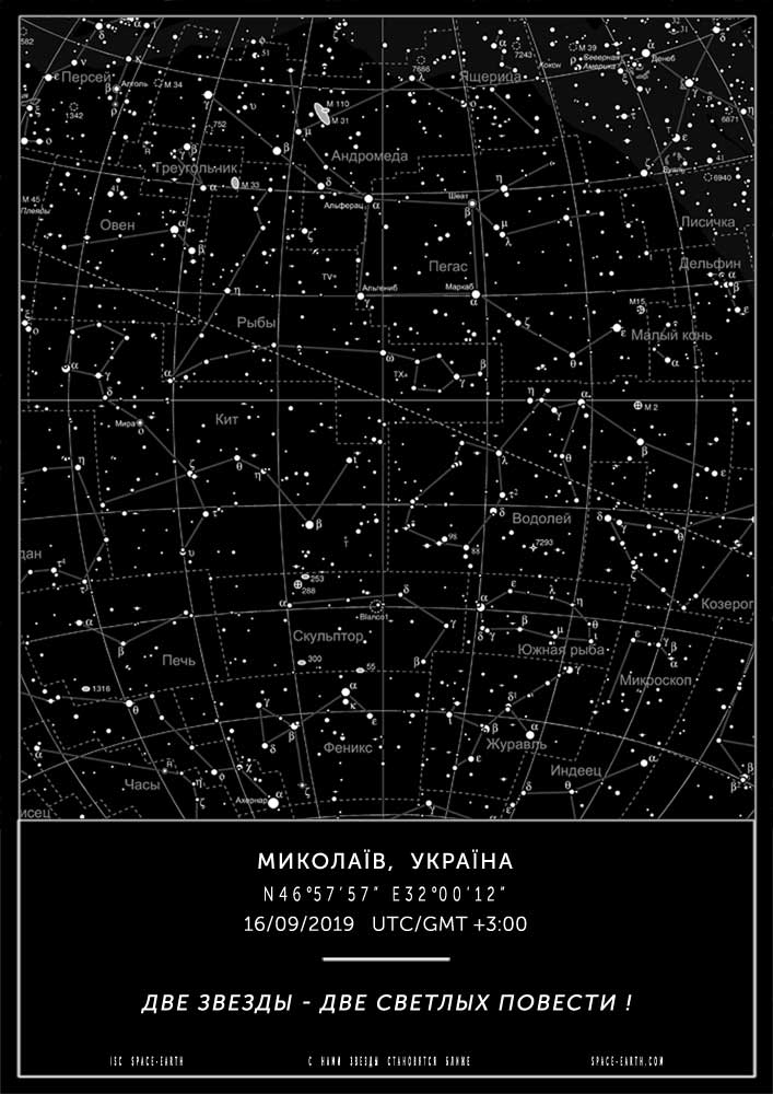 Звездная карта неба подарок в определенный день