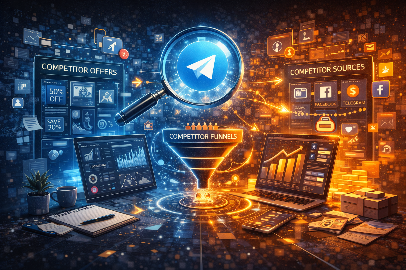 МОНИТОРИНГ КОНКУРЕНТОВ В TELEGRAM В 2026: КАК УВИДЕТЬ ИХ ОФФЕРЫ, ВОРОНКИ И ИСТОЧНИКИ ЛИДОВ — И ЗАНЯТЬ МЕСТО НА РЫНКЕ