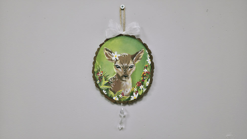 Оленёнок на спиле дерева - детский мастер-класс