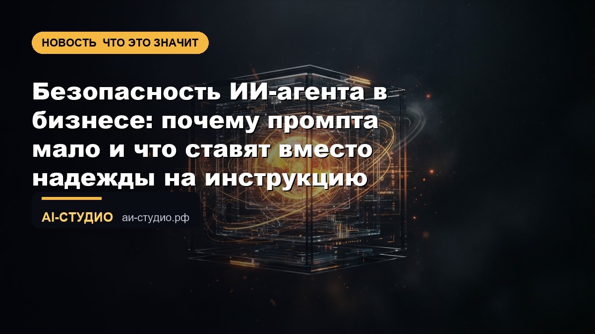 Безопасность ИИ-агента в бизнесе: почему промпта мало и что ставят вместо надежды на инструкцию