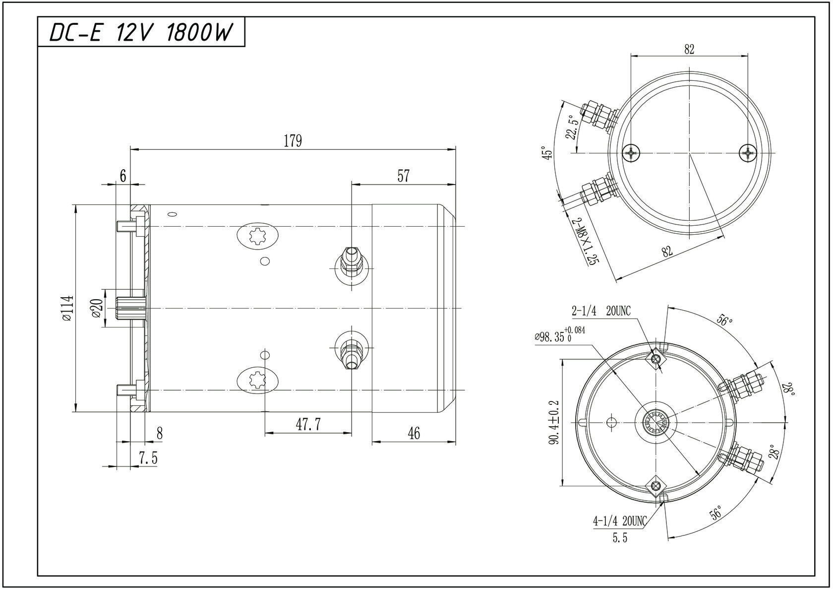 Drawing of the electric motor DC-E