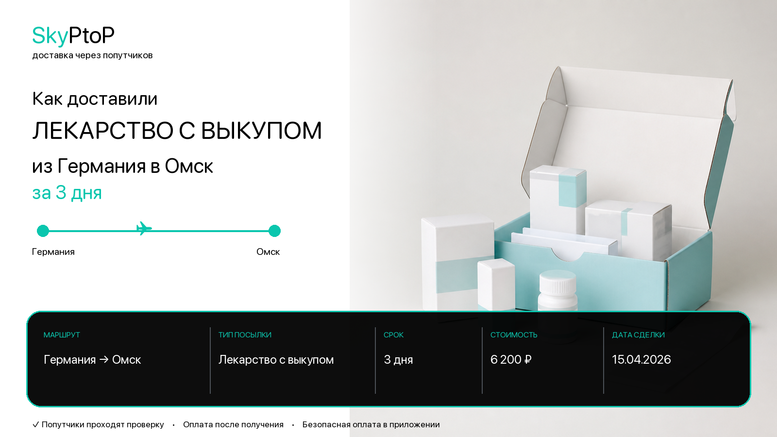 Как доставили лекарство с выкупом из Германии в Омск за 3 дня
