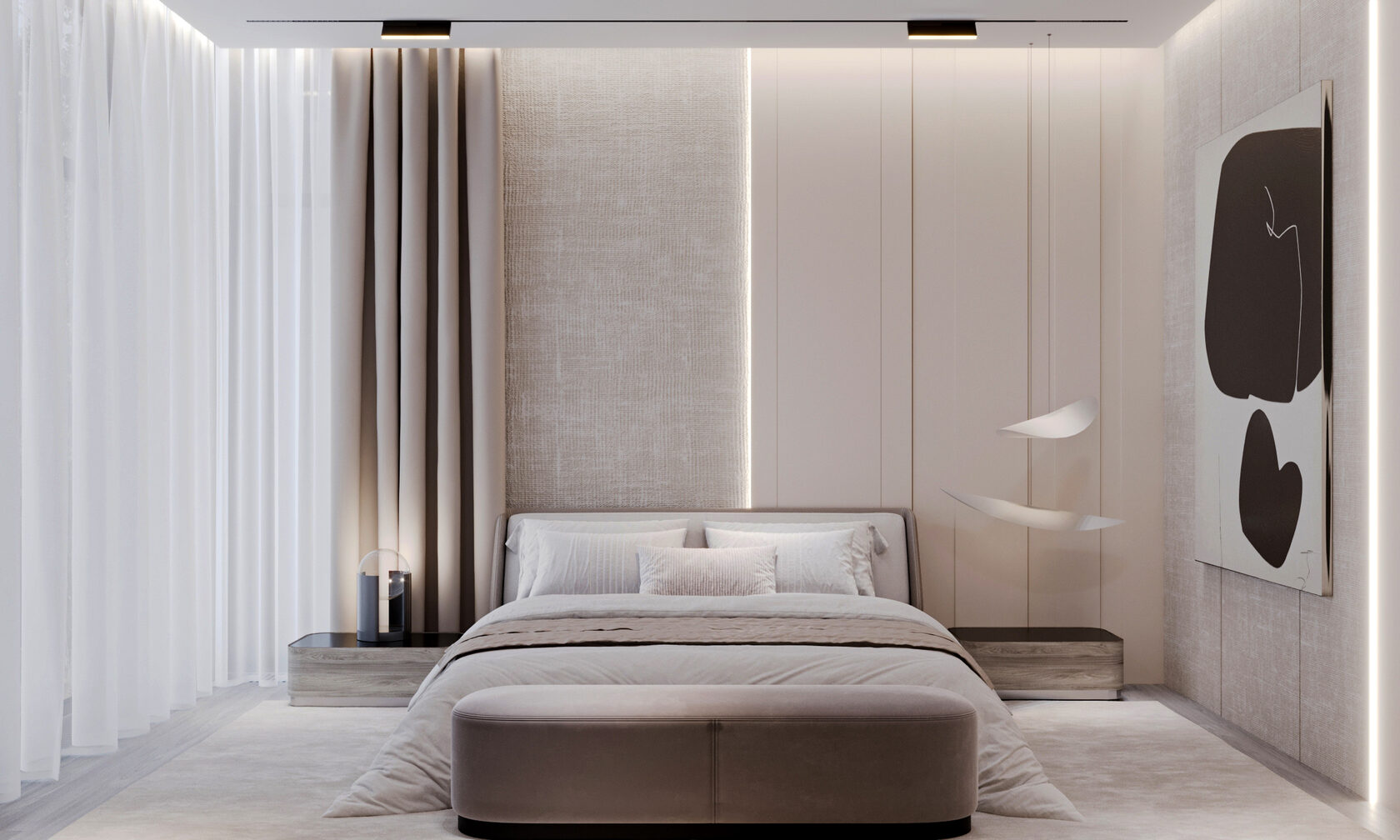 Дизайн столовой с легким современным интерьером