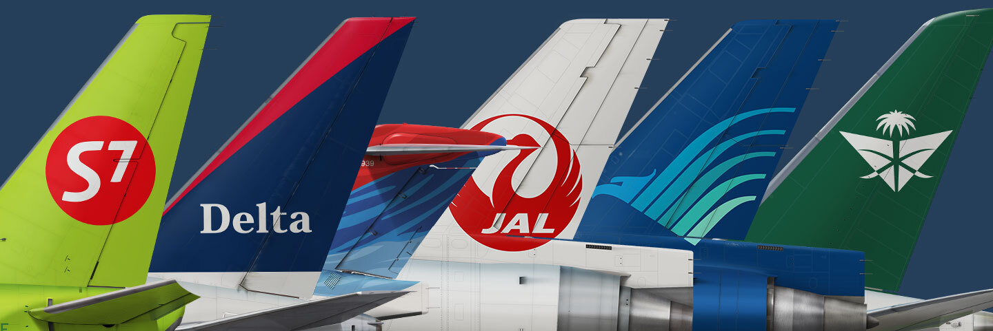 Tails of planes of different airlines