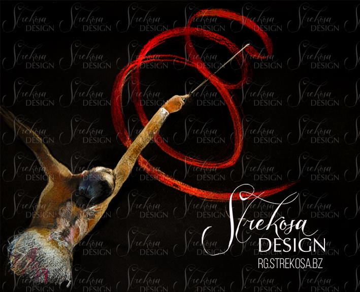 Gymnast Drawing with Ribbon #0009 by Strekosa Design