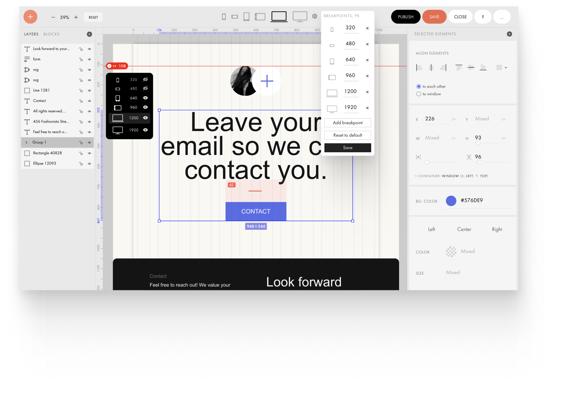 Tilda Zero Block web design editor