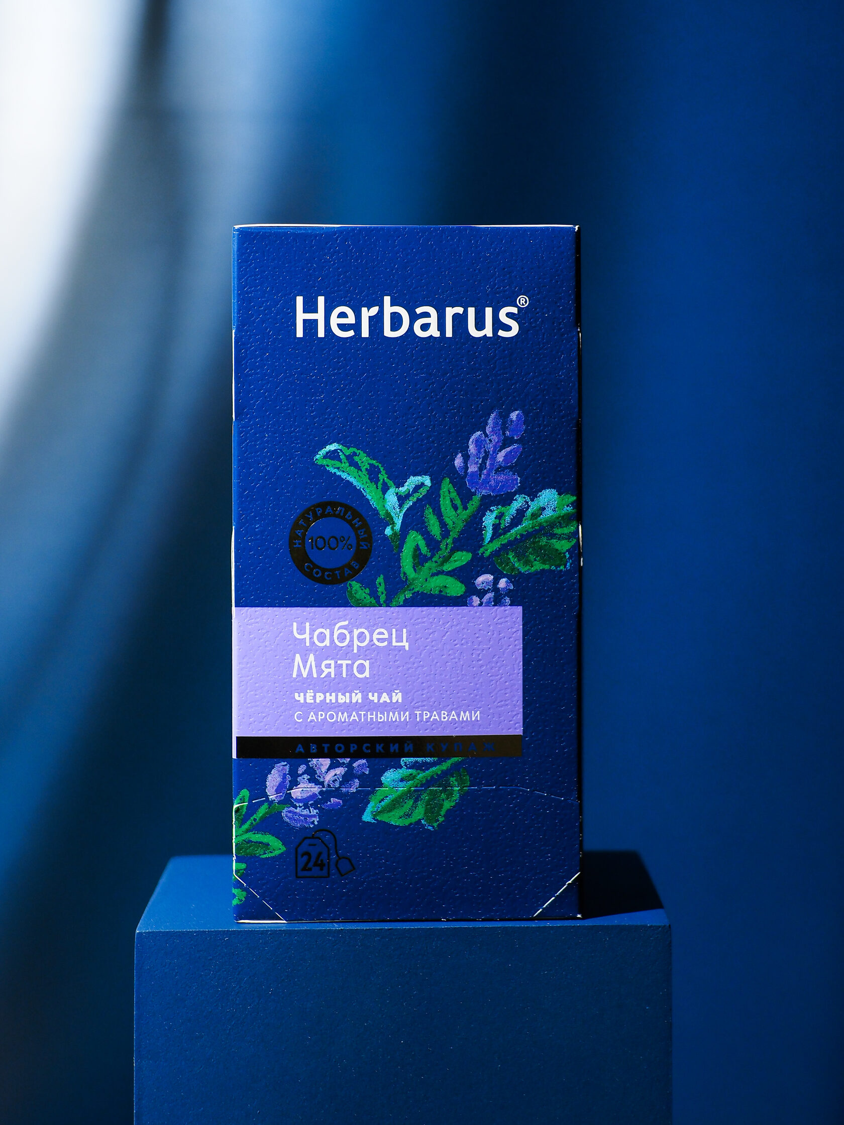 Chebrec Чай черный с добавками Herbarus, Чабрец Мята, 24 пак