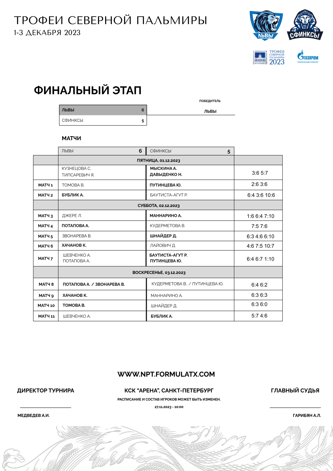 Основной турнир