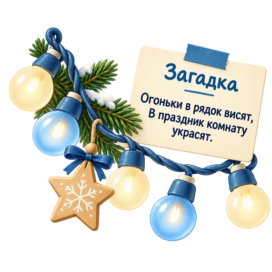 Гирлянда с запиской-загадкой для новогоднего домашнего квеста
