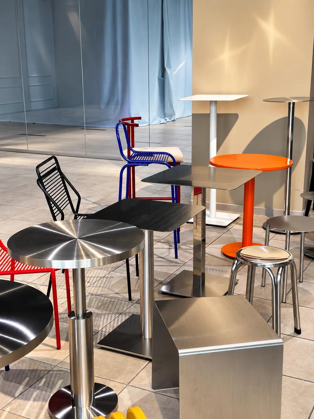 Tables and chairs in the showroom