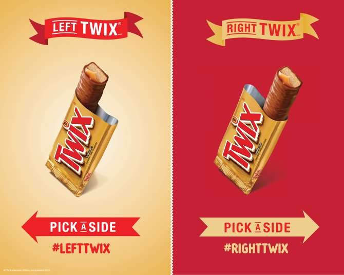 Вспомните ролики Twix о левой и правой шоколадной палочке (используется сто...