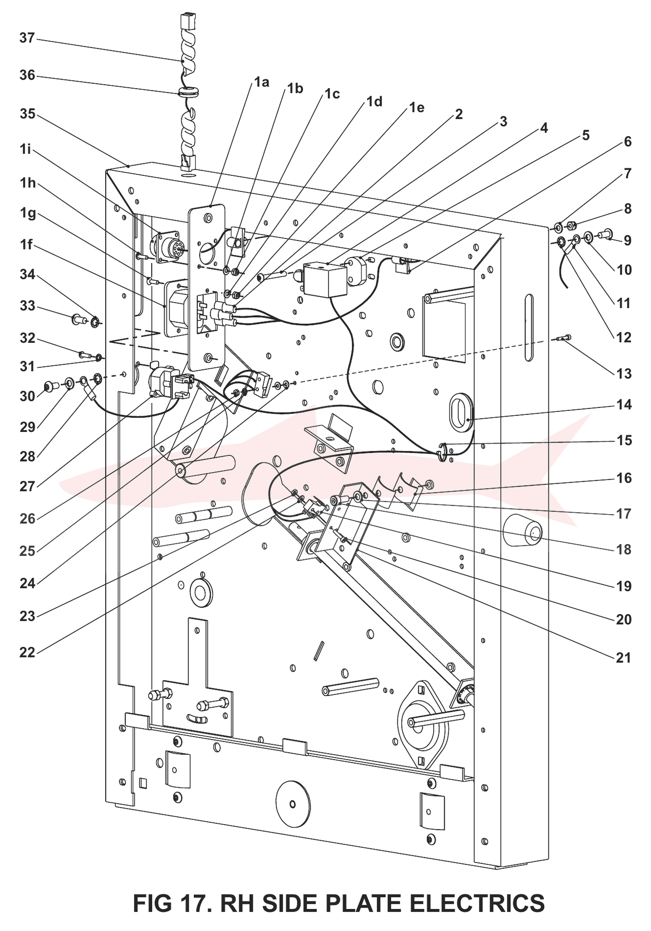 Morgana BookMaster Pro Fig 17 R/H Side Plate Electrics — схема деталей