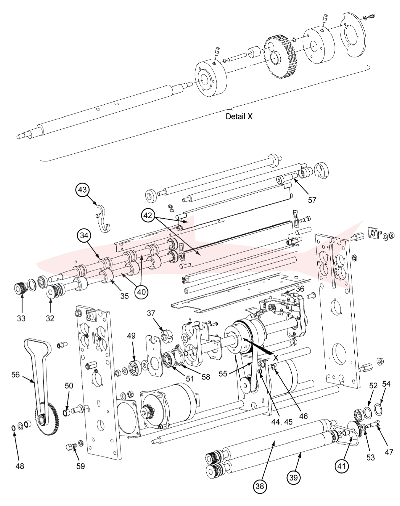 Morgana AutoCreaser Mk2 7-06-04 Creasing Unit — схема деталей, позиции 32–59