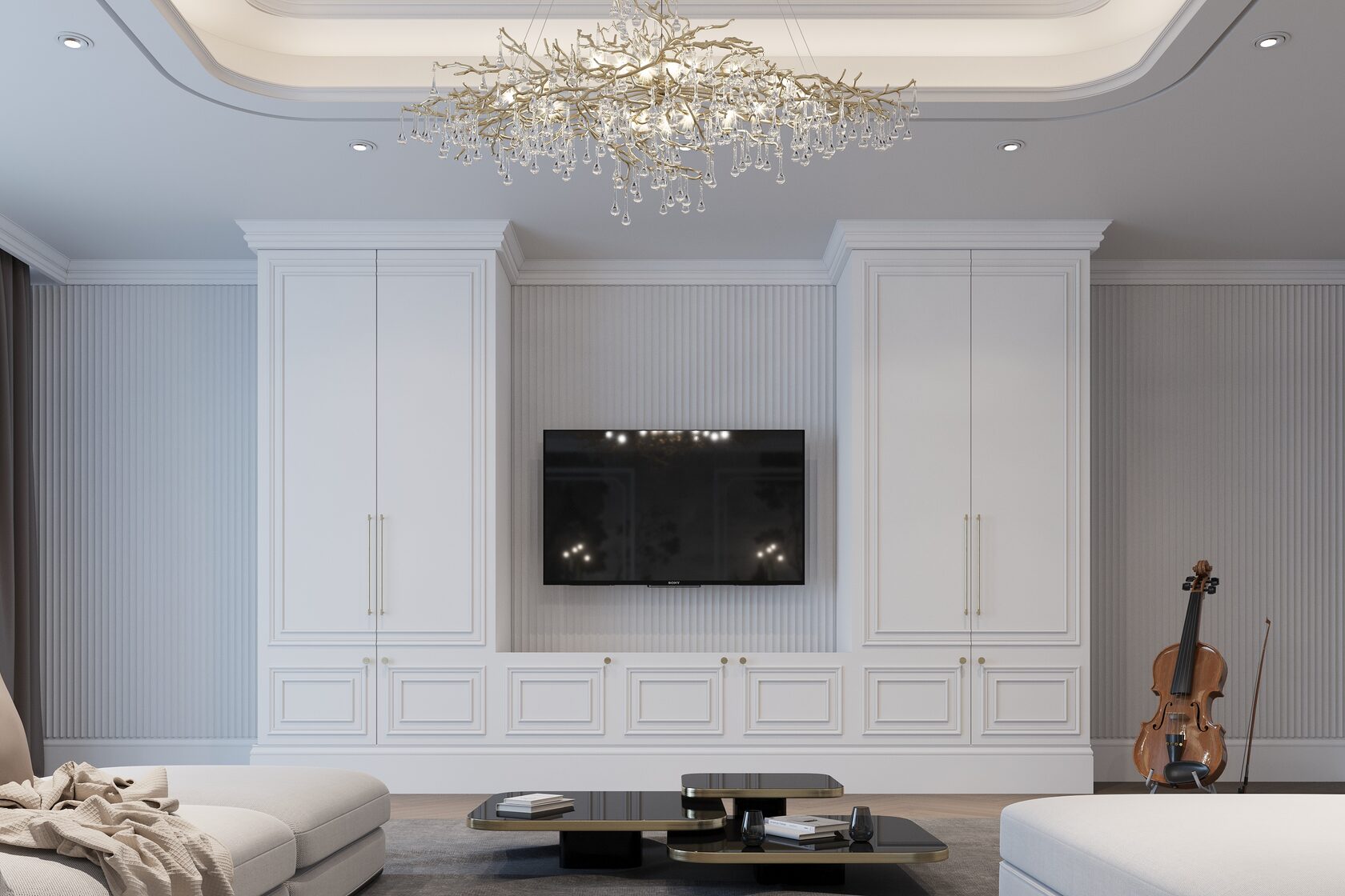 Столовая зона с встроенными шкафами